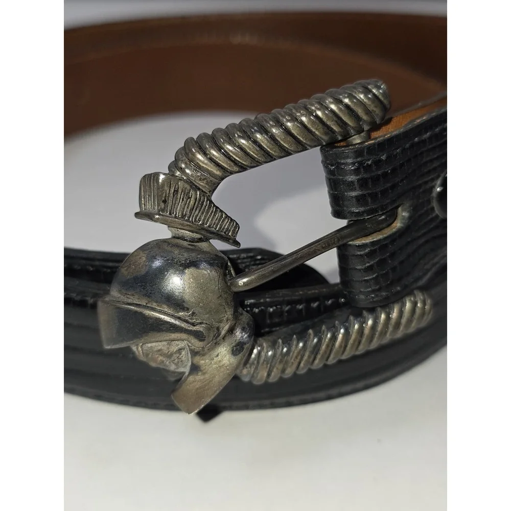 1993 Warner Bros Marvin The Martian Leather Silver 925 Vintage Black Belt Size M